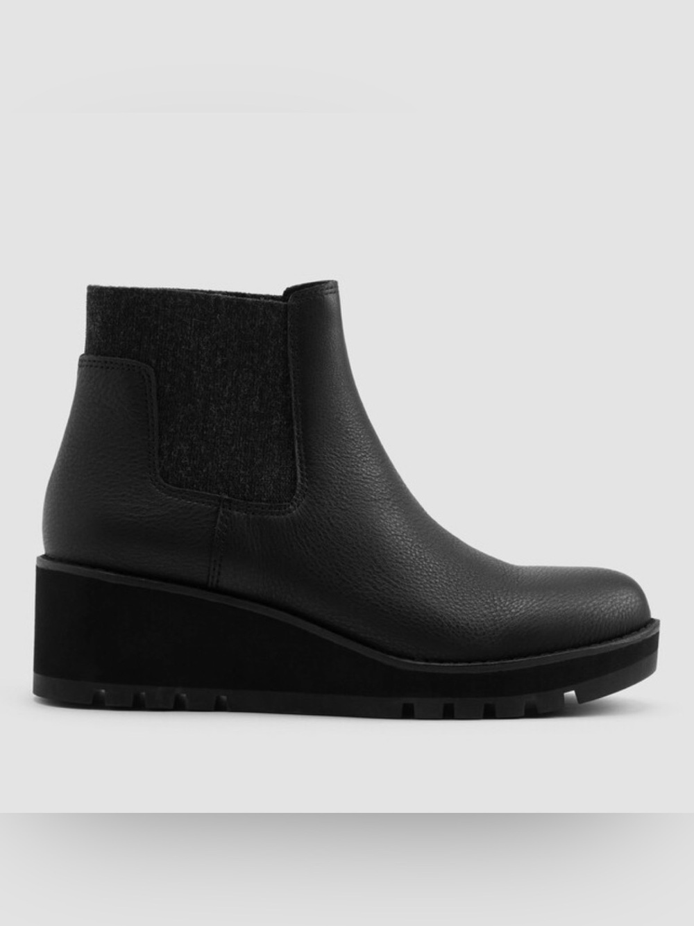 EILEEN FISHER 7.5 Leather & Wool Wedge Slip On Boots